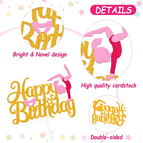 Gymnastics Cake Topper 45 Piecs Gymnast Cupcake Decorations For Gymnastics Girl Happy Birthday Party Supplies Glitter Gymnastics Decor #TOP1