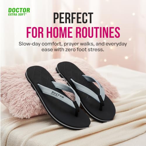 Image of DOCTOR EXTRA SOFT Women's Soft Slippers & Flip Flops, Orthopedic Cushioned Footbed, Lightweight Shock Absorbing Anti-Skid Comfortable Ladies Footwear for Walking, Home, Bathroom & Everyday Wear D-05