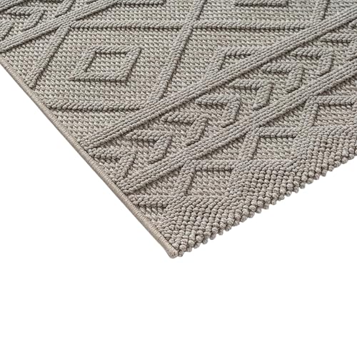Tapis de couloir Boho Loop géométrique beige 80x250 pour sol chauffant - 8