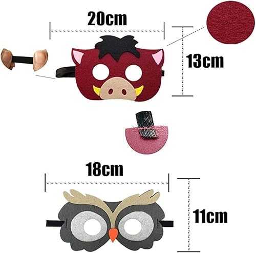 LATERN 30 Stück Tiermasken aus Filz, Kindermasken Party Taschenfüller für Tierparty Masken Cosplay Maske verkleiden für Halloween Party Maskerade Geburtstage Dschungel Thema Partyzubehör