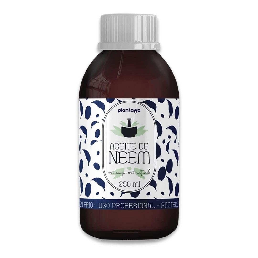 Aceite de Neem 100% Puro, 250 ml, ingredientes Vegetales y Naturales, 100% neem puro, Prensado en frío, para Plantas, Cultivos, Huerto, Aceite de Neem puro