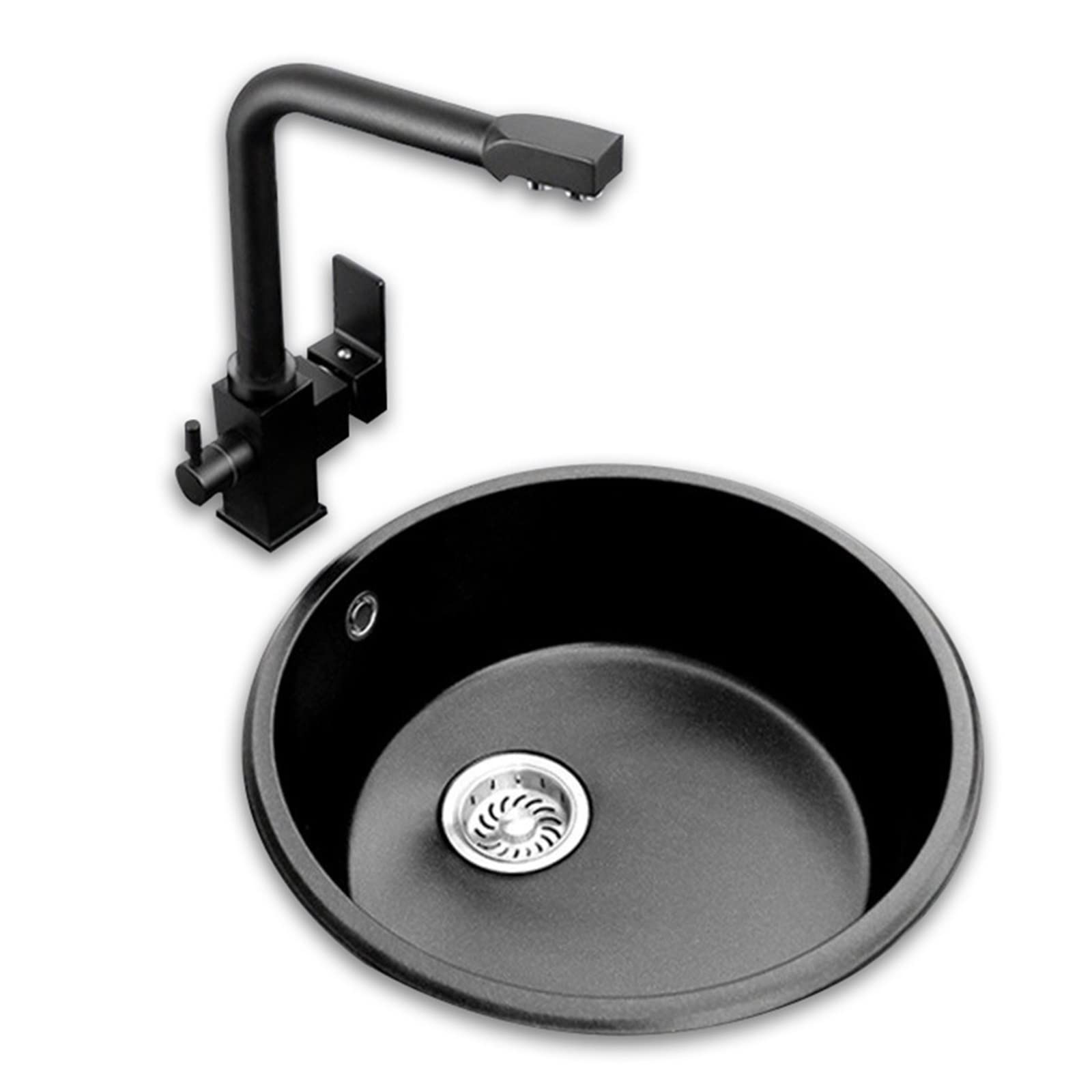 Fregadero de cocina de cuarzo con grifo multifunción para terrazas y balcones