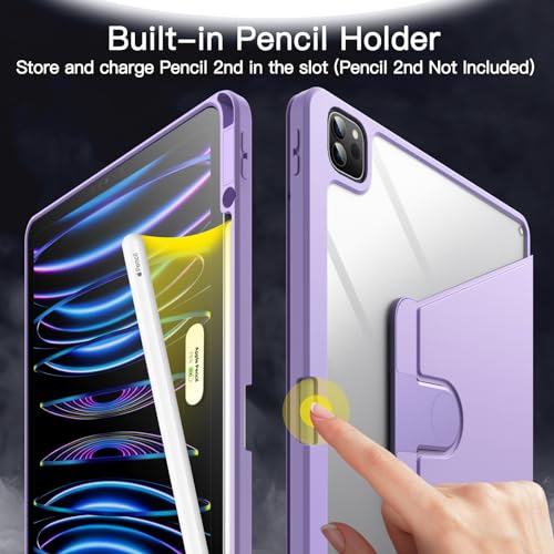 Image of JETech 360 Rotating Case for iPad Pro 12.9 inch 6 /5 /4 /3, Light Purple