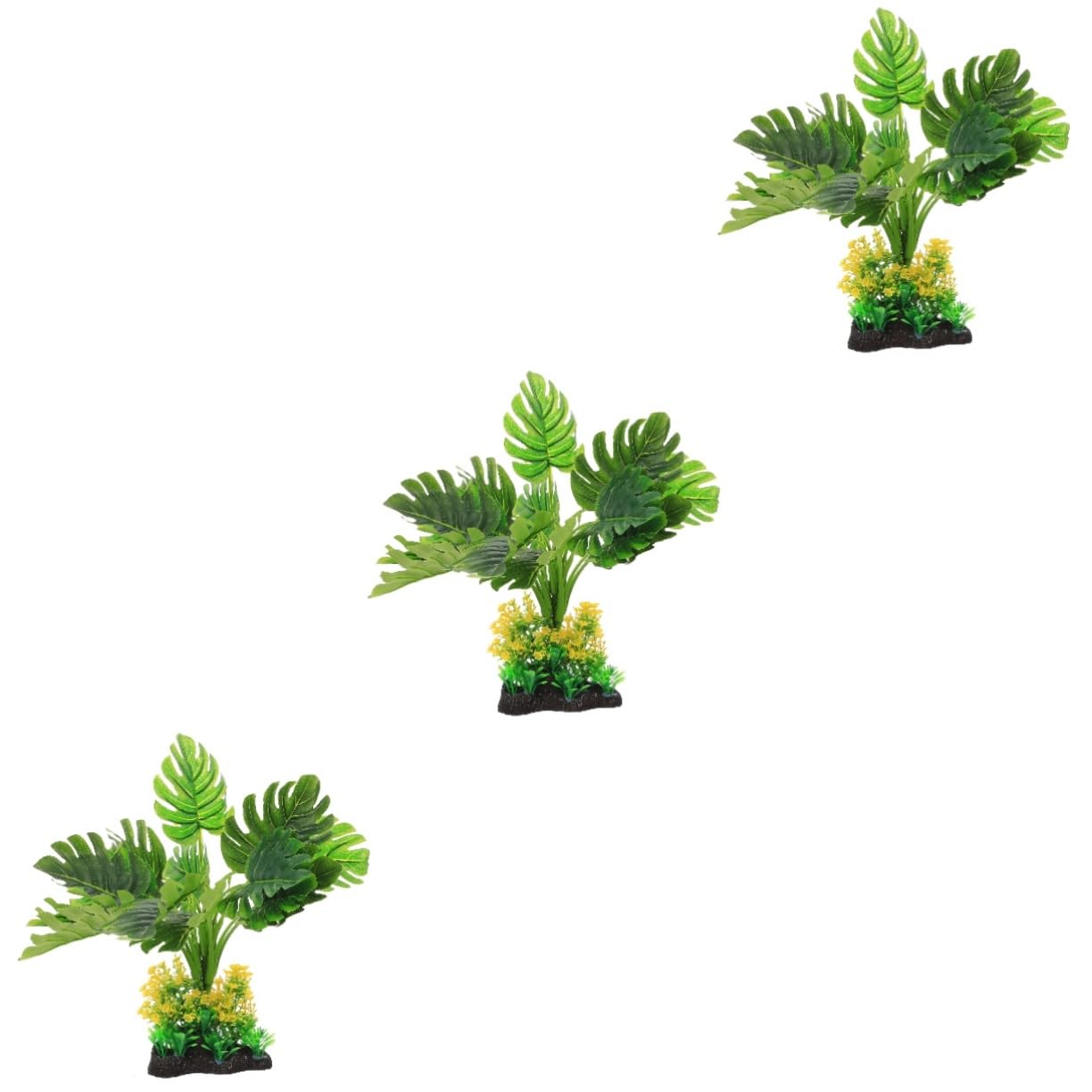 YARNOW 3 Piezas Pecera Paisajismo Agua Plantas Tanque De Peces De Acuario Decoración De Peces Acuario De Peces Plantas Artificiales Rocas De Pecera Accesorios Equipo El Plastico Green