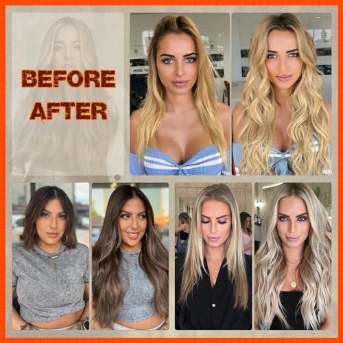 Image of Benehair Clip in Hair Extensions Real Human Hair, Blonde Hair Extensions Clip in Human Hair for Women, Long Straight, Remy Natural, Full Head 8pcs 8inch #1 Jet Black