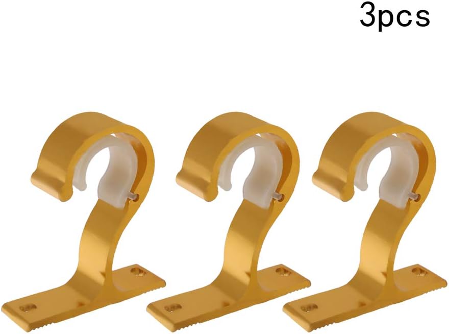 Brackets for Curtain Rods, Curtain Rod Wall Single Bracket Premium Aluminum Alloy Plastic Drapery Rod Bracket for Walls, Curtain Rod Holder 6Pcs 85X60X19mm White(Gold)