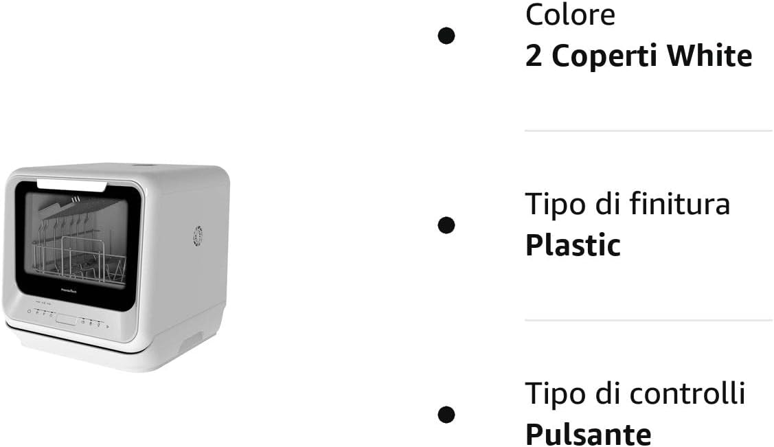 Mini Lavastoviglie, 2 coperti, 6 programmi, libera installazione, PremierTech PTLS2,Bianca Mini Lavastoviglie, 2 coperti, 6 programmi, libera installazione, PremierTech PTLS2,Bianca