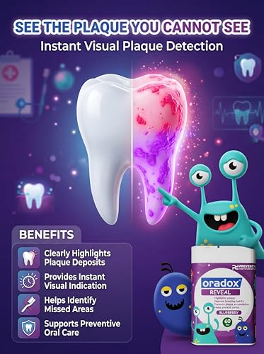 Image of Reveal Plaque Disclosing Tablets: Shows Plaque by Changing Color - Helps Teach Brushing Habits for Clean Teeth - Suitable for kids & adults.