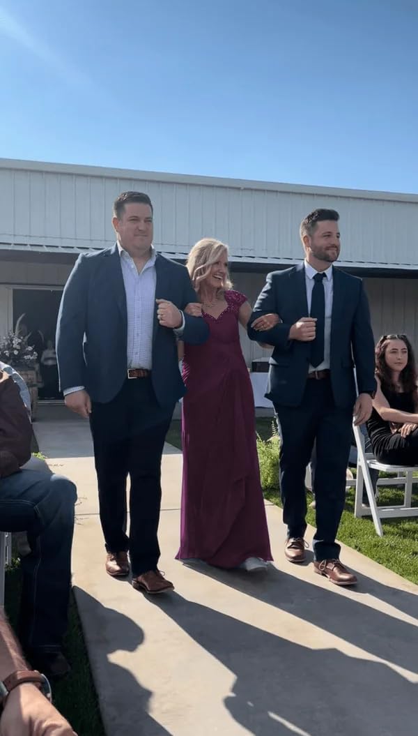 VGZ V Neck Mother of The Bride Dresses Chiffon Lace Ruched Bridesmaid Dress Ruffle Long Slit Formal Gown - Image 4