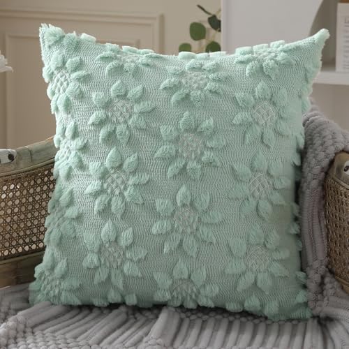 Image of DFXSZ Spring Summer Pillow Covers 18x18 inch Set of 2 Green Sunflower