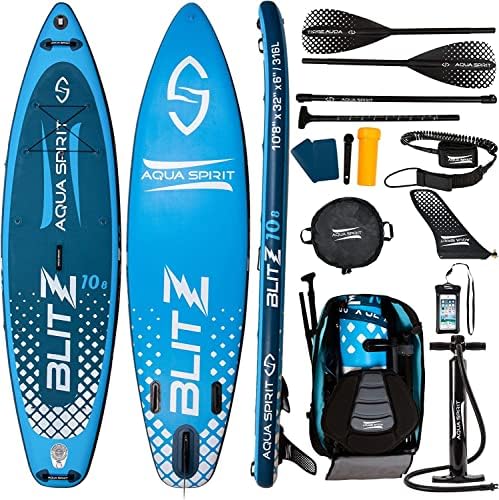 Aqua Spirit SUP Inflatable Stand UP Paddle Board 2023 | 10'6/108/126/15 | Complete Kayak Conversion Kit with Paddle, Backpack, Pump and more accessories | Adult Beginners/Experts | 2 Year Warranty