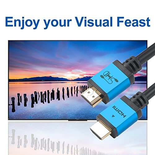 Shd Hdmi Cable 50Feet High Speed Hdmi Cord 2.0V Uhd 18Gbps Support 4K 3D 1080P Ethernet Audio Return Cl3 Rated Gold Plated Connectors Black Cable And Blue Metal Shell #TOP5