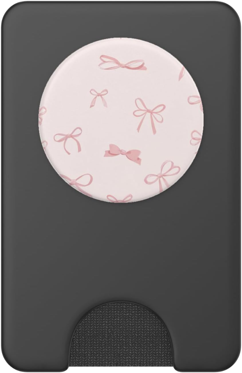 Cherry Pink Bow Coquette Pattern PopSockets PopWallet for MagSafe