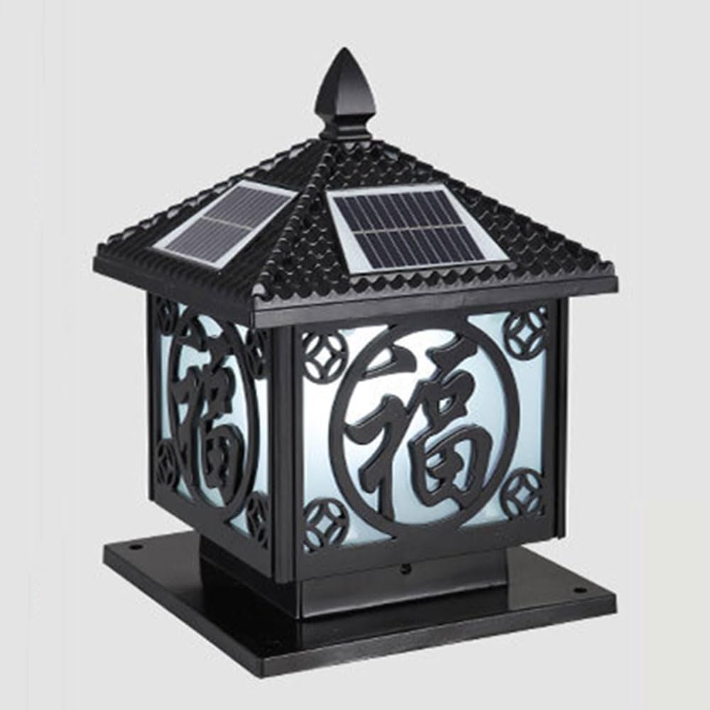 KUEYANB Post Cap Light for Villa Gate Waterproof Cast Aluminium Lamp Exterior Lamp Post Lantern Head for Porch Deck Retro Style Courtyard Entrance Corridor Lighting Fixture Dimmable Pillar Light