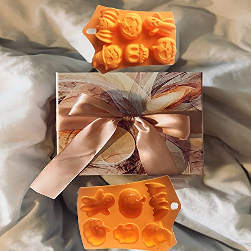Hycsc Halloween Silicone Baking Molds, 2Pcs Halloween Ghost Pumpkin Mold, Halloween Mold Great For Cakes, Pudding, Ice Cube, Chocolate, Candy(Orange) #TOP6
