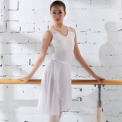 117145400 Ballet Dance Chiffon Wrap Skirt (White, M)