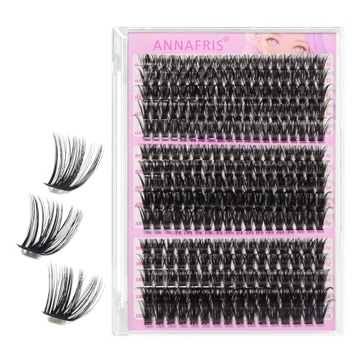 ANNAFRIS Pestañas Postizas Kit 60D+80D+100D Pestañas Pelo a Pelo D Curl 10-18mm Cluster Lashes 300Pcs Naturales DIY Pestañas (60D+80D+100D)