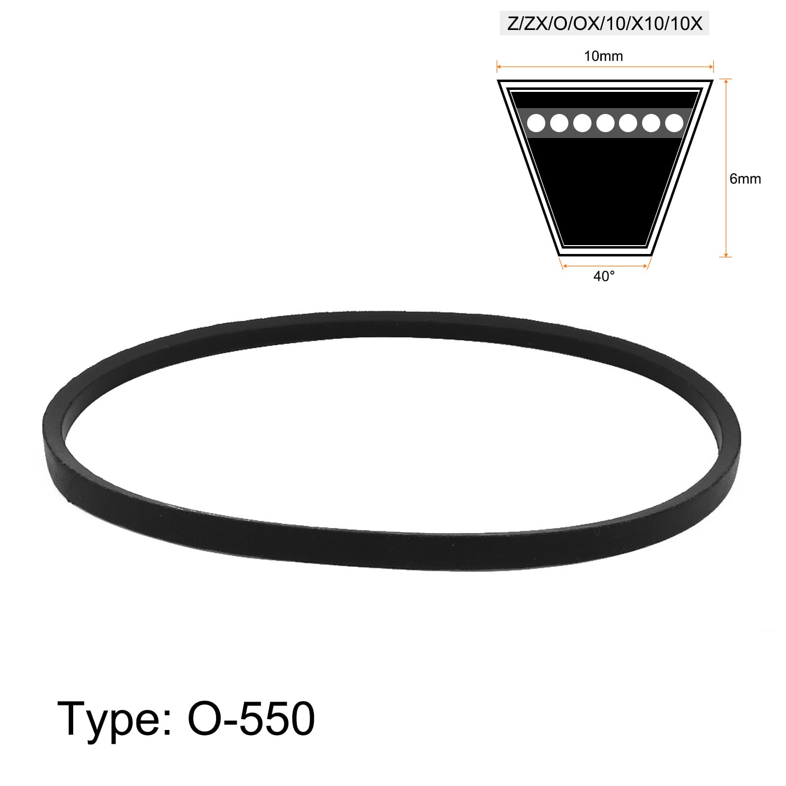 uxcell O-550 Industrial Lawn Mower Rubber V Belt 550mm Inner Girth 10mm Width 6mm Height
