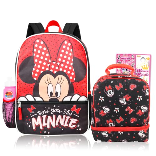 Disney Minnie Mouse Backpack and Lunch Box Set for Girls Bundle, More