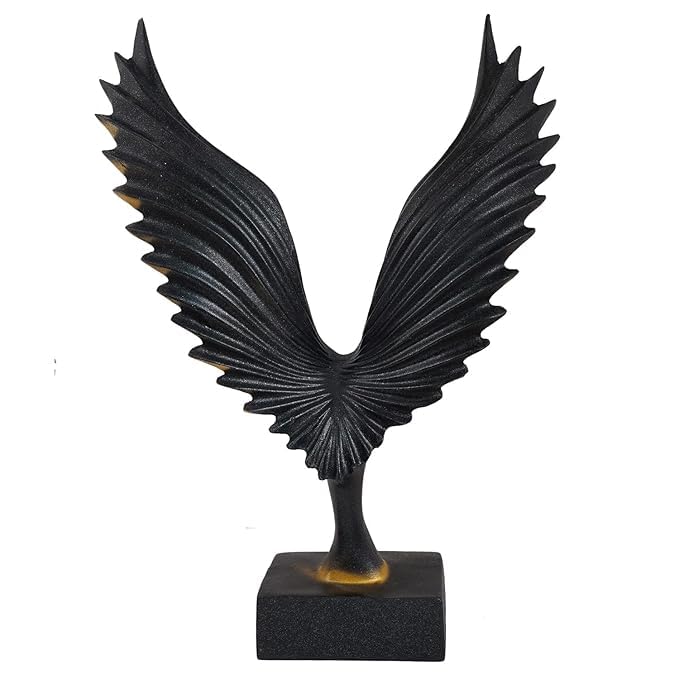 Image of Resin Eagle Wing Figurines Sculptures Home Decor Showpiece Feng Shui Vastu Eagle Wing Statue for Home Decor Showpiece (Multicolor) (Black)
