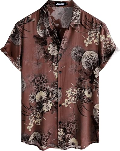 Image of Men's Multi-Coloured Floral Printed Shirt for man | Half Sleeve Cotton Shirt for Men | Summer Shirts for Men