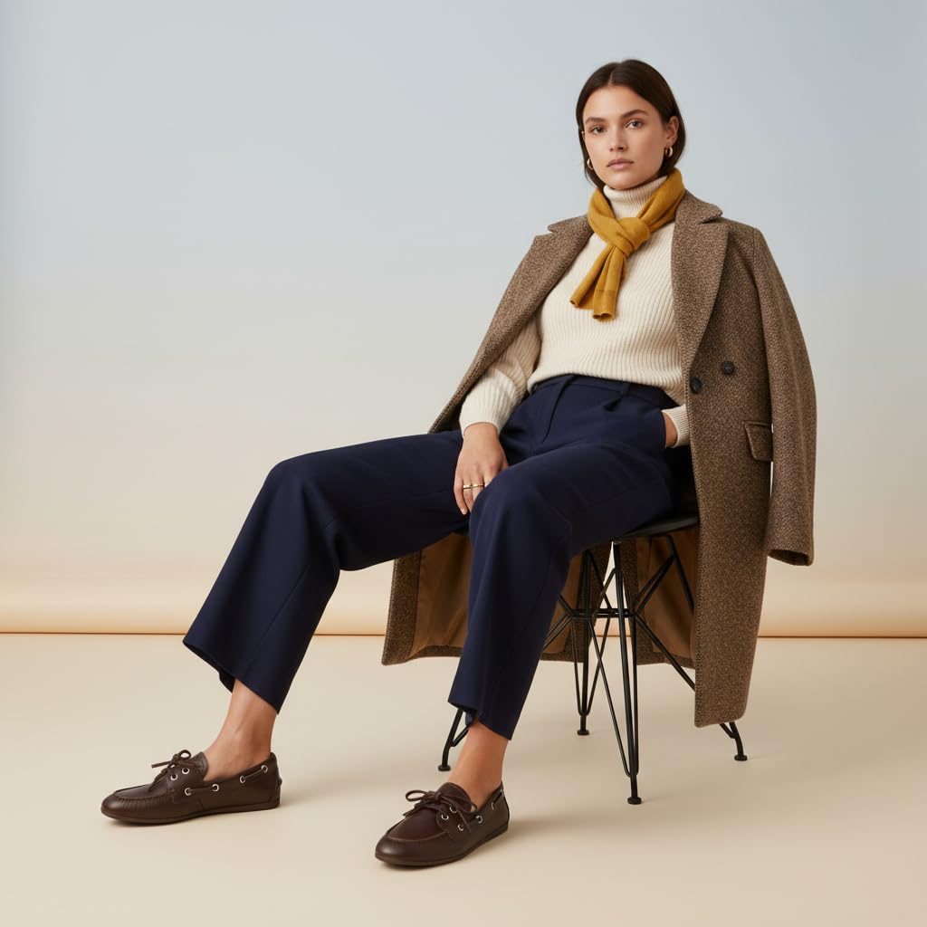 CUSHIONAIRE Anchor - Scarpe da Nautico Leggere da Donna, Mocassini Senza Lacci con Motivo Nautico, Larghezza Disponibile