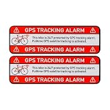Set di adesivi "BIKE GPS TRACKING ALARM!", 2 pz, 67 x 21 mm, pellicola autoadesiva, adesivo esterno, adesivo di avvertimento per biciclette per uso esterno, protezione antifurto per due ruote