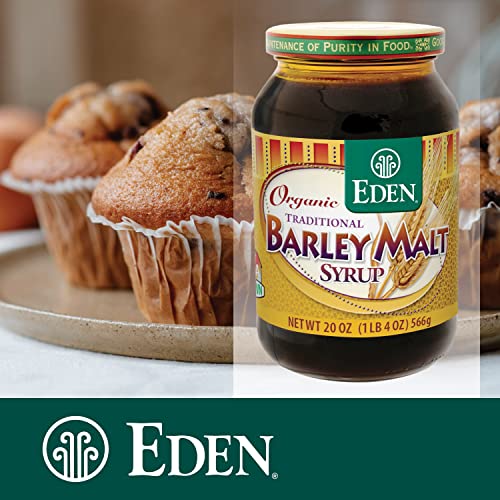 Eden Organic Traditional Barley Malt Syrup, Whole Grain Liquid Sweetener, 74.5% Maltose, Non-Diastatic, Non-Gmo, 20 Oz Glass Jar #TOP4