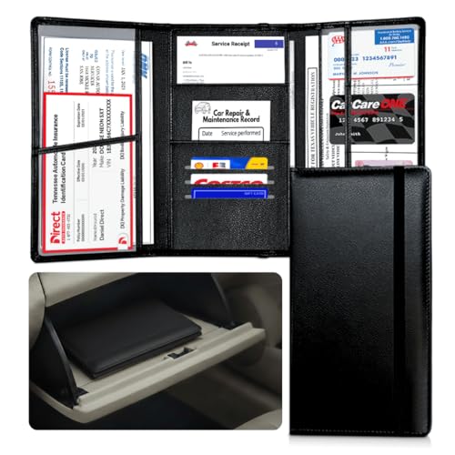 LINTRU Car Registration and Insurance Holder 12-Pocket Trifold Glove Box