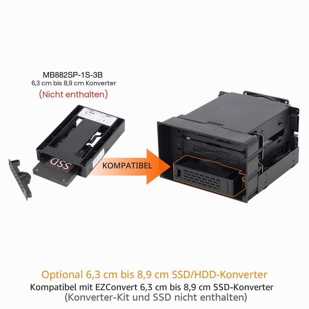 ICY DOCK flexiDOCK MB830SP-B - Wechselrahmen/Dock trägerlos für 3X 3,5 Zoll SATA/SAS Festplatte