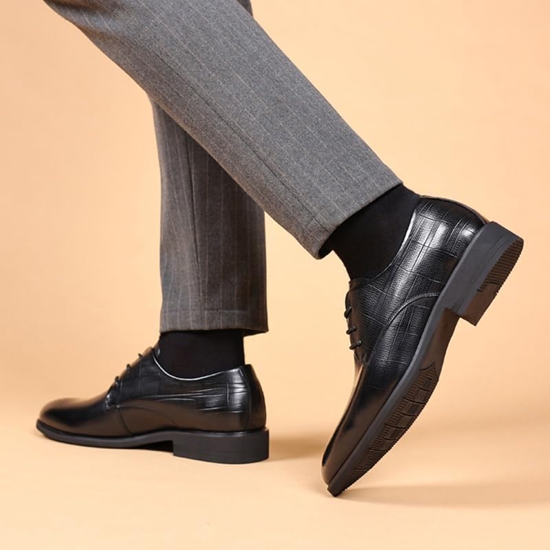 Men's Wingtip Lace Up Patent Leather Brogues Shoes Non-Slip Dress Business Oxfords Shoes Pointed Toe Elevator Shoes for Men4