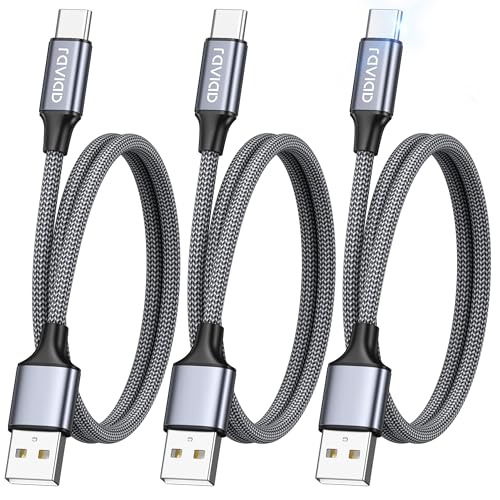 RAVIAD USB C Kabel [3 Stück 1M] 3.1A Ladekabel USB C Schnellladekabel USB C Nylon USB C Ladekabel für iPhone 17 16 15 Pro Max Plus, Pad Pro, Galaxy S24 Ultra, MacBook, Huawei P60 P50, Google Pixel 9
