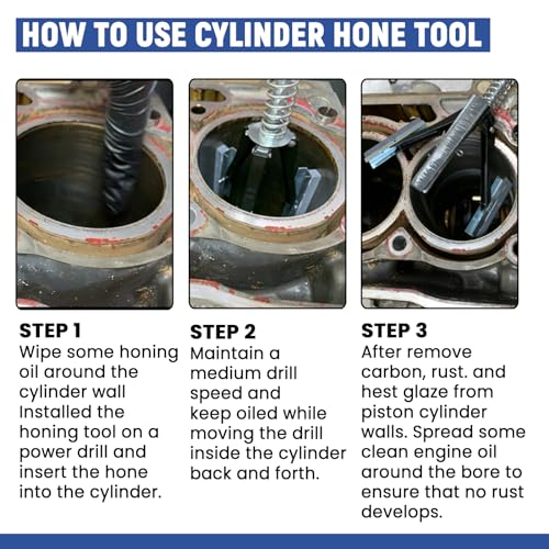 Punmew PN0054 Cylinder Hone Adjustable Deglazer 4.5 Inch - 5.9 Inch Diameter With With 3 Extra 220 Grit 4 Inch Long Stones Cylinder Honetool thumb #4
