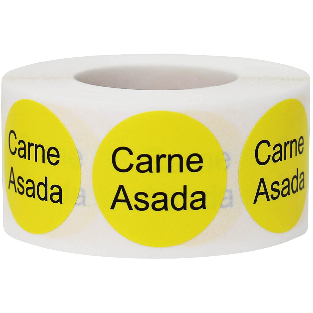 Yellow with Black Carne Asada Circle Dot Adhesive Stickers, 1 Inch Round Labels, 500 Total Stickers