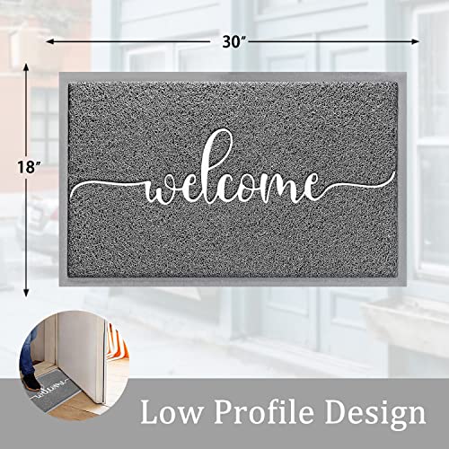 Aazzkang Welcome Mats For Front Door Non Slip Door Mat Low-Profile Ultra Absorbs Dirt Easy To Clean Indoor Doormat For Entry,Patio,High Traffic Areas Grey #TOP1