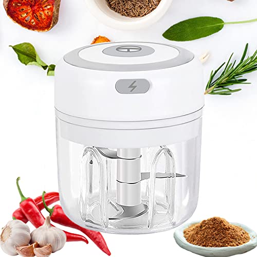 Pefek 3.5-Inch Electric Herb Grinder For Dry Fresh Herbs & Spices, Mini Garlic Food Processor, Vegetable Chopper, Onion Cutter Crusher Masher Blender Press Grater For Ginger, Chili, Meat (8.5Oz) #TOP22