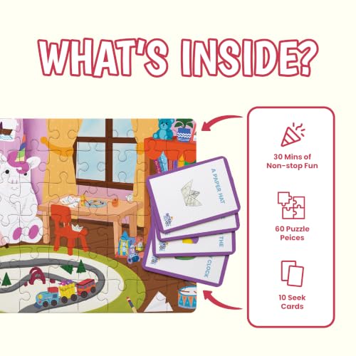 Image of The Curious Bees - Seek & Spot Puzzle & Game - Playroom Puzzle | 60 Pieces + 10 Seek Cards | Gifts for Boys and Girls Ages 4-8 | BIS Approved | Made in India