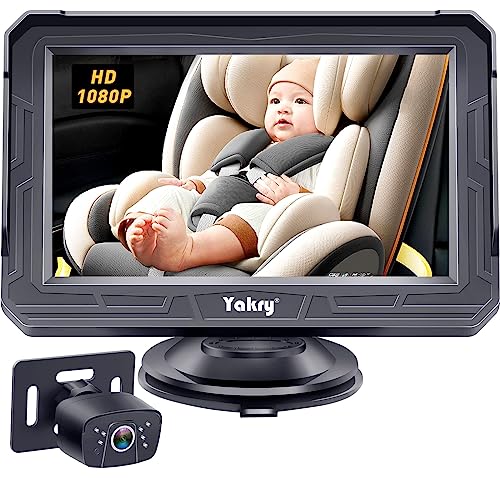 Yakry Baby Car Camera Mirror – HD 1080P 360° Rotation Adjustable Carseat Camera with Display Rear Facing View Crystal Night Vision & 150° Wide View – Install in 5 Mins Y60