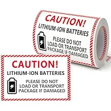 300 Pcs Caution Lithium Ion Battery Adhesive Stickers,Shipping Warning Label 3x2 Inch,Roll