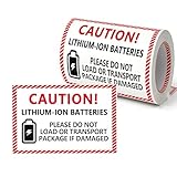 300 Pcs Caution Lithium Ion Battery Adhesive Stickers,Shipping Warning Label 3x2 Inch,Roll