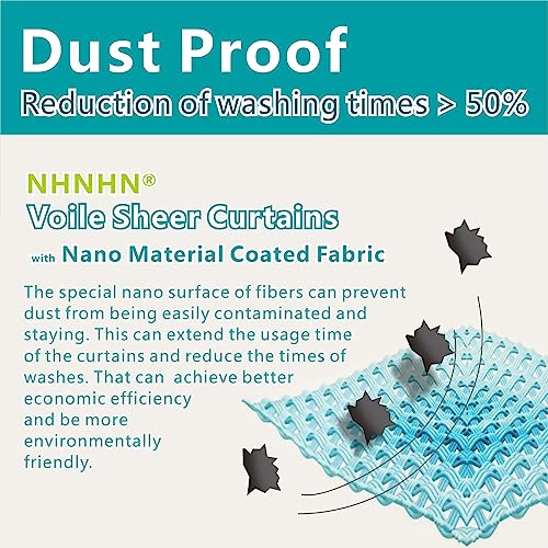 NHNHN Nano Material Coated Voile Sheer Curtains 2 Panles for Living Room Bedroom Kitchen Room Children's Room - Image 3