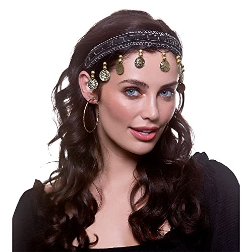 Wicked Costumes Gypsy Fortune Teller Coin Headband Adult Fancy Dress Accessory, Black