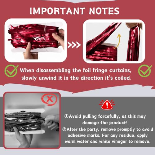 Image of Matte Burgundy Foil Fringe Tinsel Backdrop, 2 Pack, 3.3 x 6.6 Ft