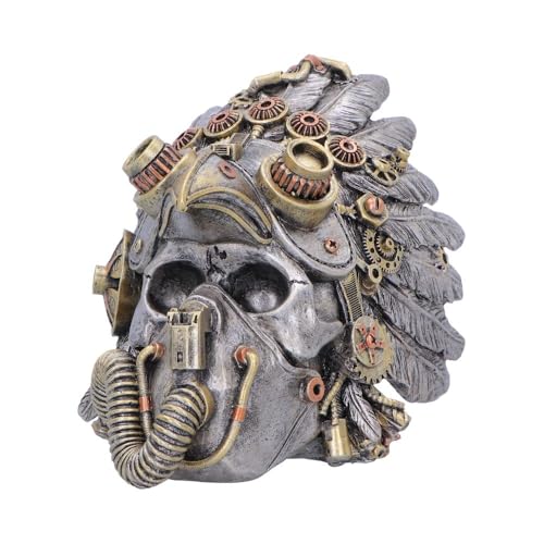 Calavera steampunk Nemesis Now el regalo gótico ideal de 15.7 cm con tocado de plumas 8