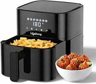 Lifelong 4.2 Litre Digital Air Fryer |Detachable Handle, Touch Control, Non-Stick Basket, Rapid Air Technology |Oil-Free Cooking for Frying, Grilling, Roasting & Baking|Energy Efficient,Compact Design