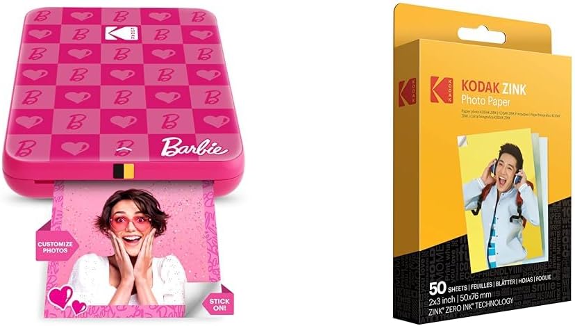 KODAK Barbie x Step Slim Wireless Instant Portable Photo Mobile Printer 2"x3" Premium Photo Paper (50 Sheets)