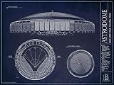 Ballpark Blueprints Houston Astrodome Blueprint Print - Unframed 18x24 (Navy, Unframed)
