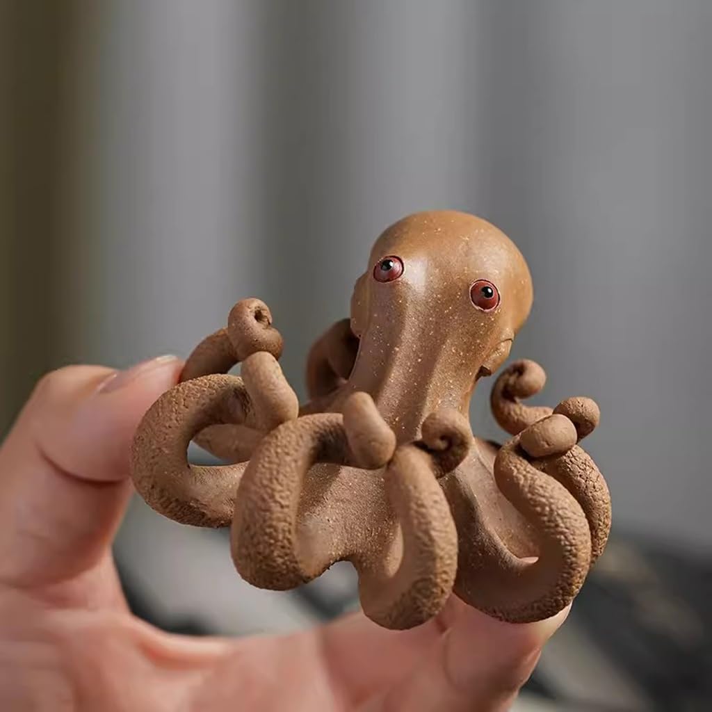Handgefertigte Statue Teehaustier Lila Sand Gelb Abschnitt Schlamm Bafanglaicai Oktopus Tee Haustier Desktop Dekoration Oktopus Handgemachte Statue Tee Spielzeug Teetischzubehör für Haustiere