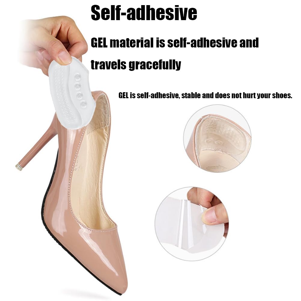 Lot De 4 Paires Coussinets De Talon Auto-Adhésifs Pour Chaussures Trop Grandes - Protections Anti-Ampoules Épaisses Nude Pour Homme Et Femme