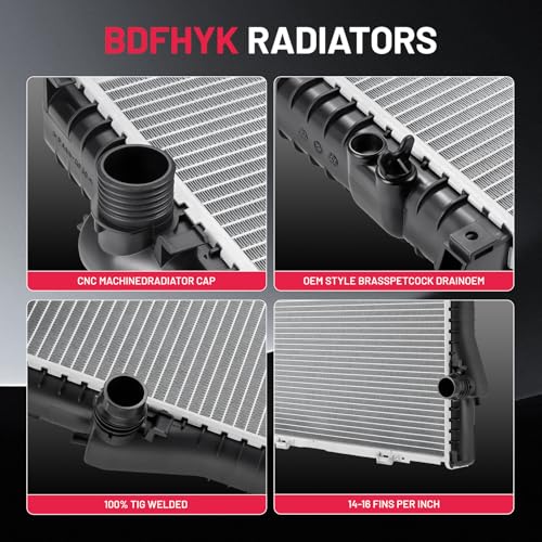 Image of BDFHYK 1401 Aluminum Radiator for BMW E39 528i 540i 1997-1998, 32mm Heavy Duty Core, CU1401 DPI1401, Direct Fit Replacement, OE 17110419206 17111702969